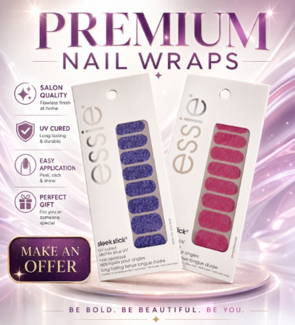 Essie Sleek Stick UV Cured Nail Strips Set of 2  NEW Nai Wraps Manicure